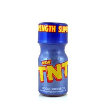 A bottle of TNT Room Odourisers 10ml with a blue cap and label, isolated on a white background.