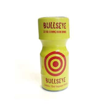 Small bottle of bullseye room aroma with a yellow and red target design on the label.